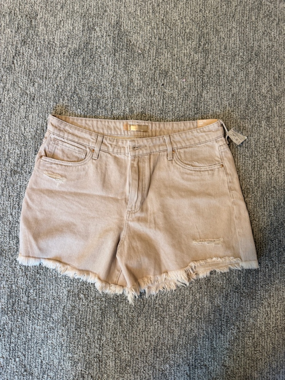 Kut Women’s Frayed Hem High-Rise Denim Shorts - Light Beige